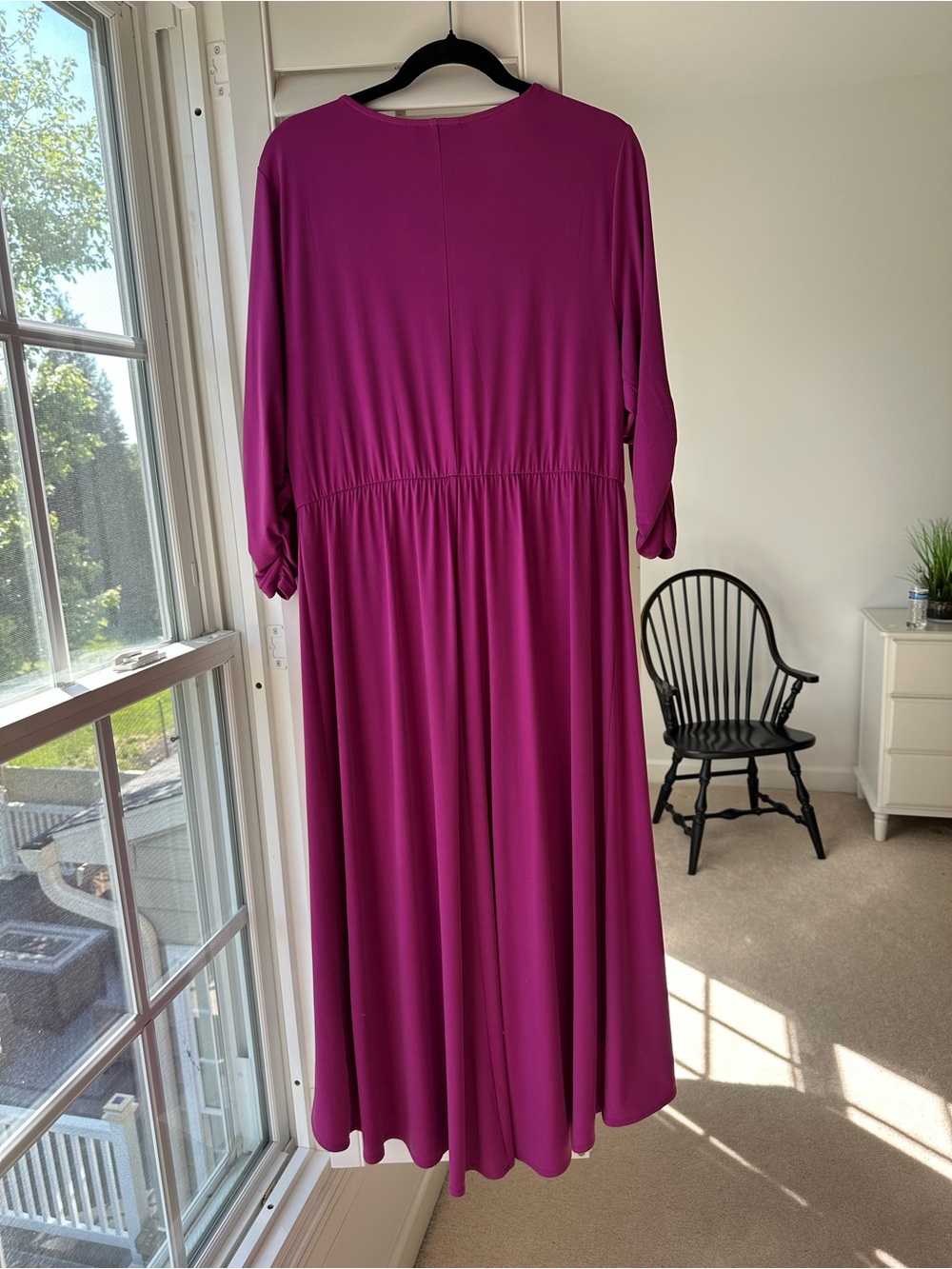 Lane Bryant Magenta Faux-Wrap High-Low Midi Dress - Picture 4 of 15